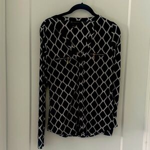 INC International Concepts Black and White Diamond Pattern Shirt